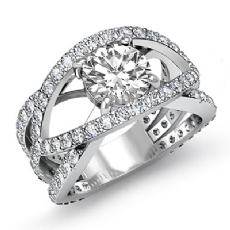 Pave Setting Sidestone diamond Ring Platinum 950