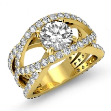 Pave Setting Sidestone diamond Ring 18k Gold Yellow