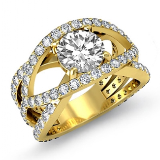 1.2Ct Diamond Engagement Ring Round Semi Mount Halo Pave Setting Gold Y18k