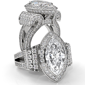 Circa Halo Vintage Inspired diamond Ring 14k Gold White