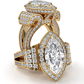 Circa Halo Vintage Inspired diamond Ring 14k Gold Yellow