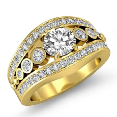 Bezel Setting Sidestone diamond Ring 18k Gold Yellow