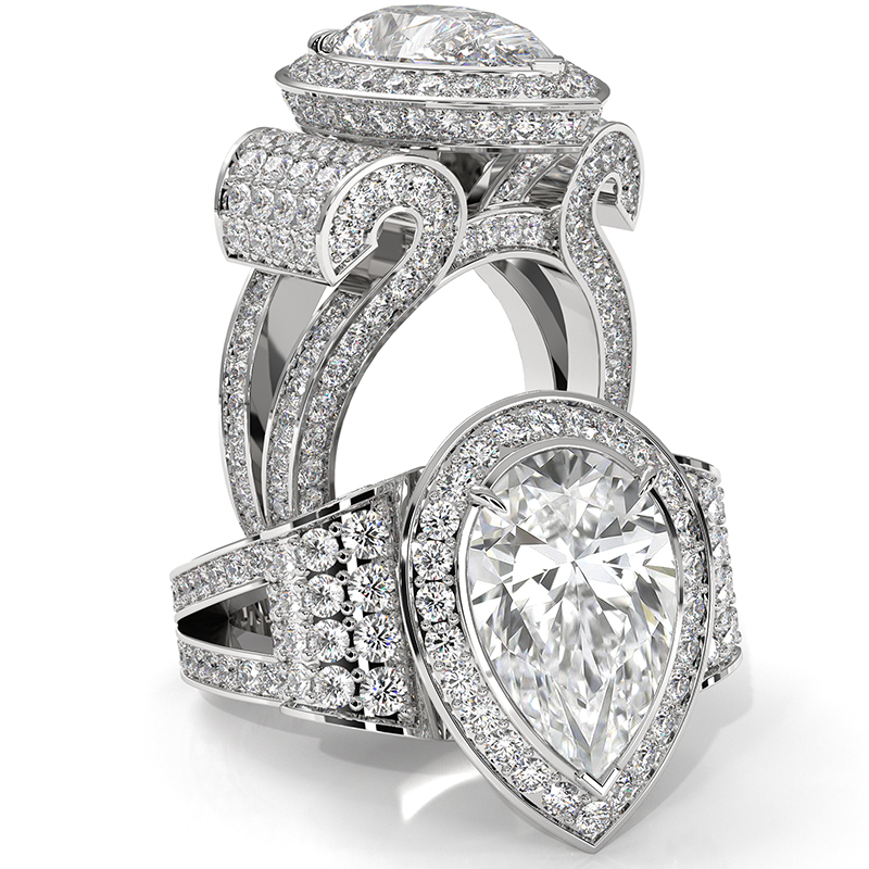 3.2ct round shape diamond stylish engagement ring bridal set 14k white gold over 