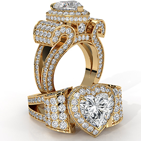 Circa Halo Pave Set Vintage diamond Ring 14k Gold Yellow