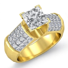 Sidestone Invisible Set diamond Ring 18k Gold Yellow