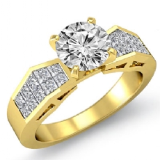 Invisible Classic Side Stone diamond Ring 14k Gold Yellow