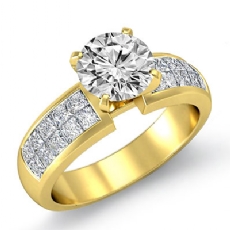 Classic Invisible Set Shank diamond Ring 14k Gold Yellow
