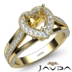 Halo Pave Diamond Engagement Heart Semi Mount Millgrain Ring 14k Yellow Gold 0.9Ct - javda.com 