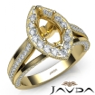 Halo Pave Diamond Engagement Marquise SemiMount Millgrain Ring 18k Yellow Gold 0.92Ct - javda.com 