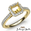 French Cut Pave Set Diamond Engagement Asscher Semi Mount Ring 18k Yellow Gold 1Ct - javda.com 