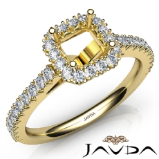 French Cut Pave Set Diamond Engagement Asscher Semi Mount Ring 14k Gold Yellow  (1Ct. tw.)