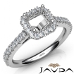 French Cut Pave Set Diamond Engagement Asscher Semi Mount Ring 14k White Gold 1Ct - javda.com 