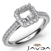 French Cut Pave Set Diamond Engagement Asscher Semi Mount Ring Platinum 950 1Ct - javda.com 