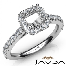 French Cut Pave Set Diamond Engagement Asscher Semi Mount Ring 14K W Gold 1Ct