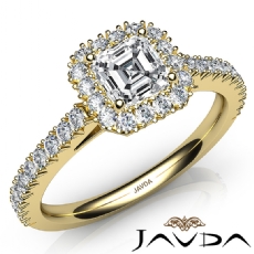 French V Pave Setting Halo diamond Ring 14k Gold Yellow