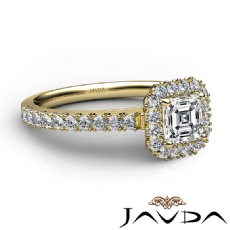 French V Pave Setting Halo diamond Ring 18k Gold Yellow