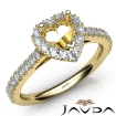 French Cut Pave Set Diamond Engagement Heart Semi Mount Ring 14k Yellow Gold 1Ct - javda.com 