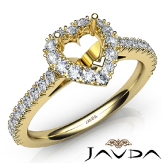 French Cut Pave Set Diamond Engagement Heart Semi Mount Ring 14k Gold Yellow  (1Ct. tw.)