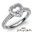 French Cut Pave Set Diamond Engagement Heart Semi Mount Ring 18k White Gold 1Ct - javda.com 