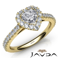 Cathedral Style French Halo diamond Ring 14k Gold Yellow