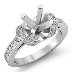 0.50Ct Antique Diamond Engagement Ring Round Semi Mount 14K White Gold Setting