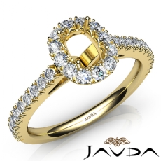 French Cut Pave Set Diamond Engagement Cushion Semi Mount Ring 14k Gold Yellow  (1Ct. tw.)