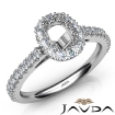 French Cut Pave Set Diamond Engagement Cushion Semi Mount Ring 14k White Gold 1Ct - javda.com 