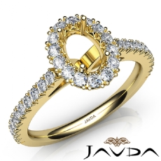 French Cut Pave Set Diamond Engagement Oval Semi Mount Ring 14k Gold Yellow  (1Ct. tw.)