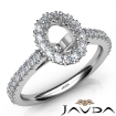 French Cut Pave Set Diamond Engagement Oval Semi Mount Ring 14k White Gold 1Ct - javda.com 