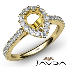 French Cut Pave Set Diamond Engagement Pear Semi Mount Ring 14k Gold Yellow  (1Ct. tw.)