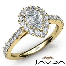 French V Cut Pave Set Halo diamond Ring 14k Gold Yellow