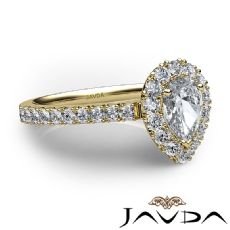 French V Cut Pave Set Halo diamond Ring 18k Gold Yellow
