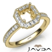 Halo Pave Set Diamond Engagement 14k Yellow Gold Asscher Semi Mount Ring 0.5Ct - javda.com 