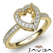Halo Pave Set Diamond Engagement 18k Yellow Gold Heart Semi Mount Ring 0.5Ct - javda.com 