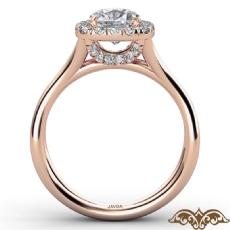 French U Cut Pave Crown halo diamond Ring 14k Rose Gold