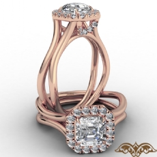 French U Cut Pave Crown halo diamond Ring 18k Rose Gold