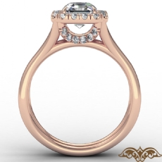 French U Cut Pave Crown halo diamond Ring 18k Rose Gold