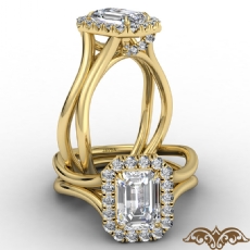 French U Cut Pave Crown halo diamond  18k Gold Yellow