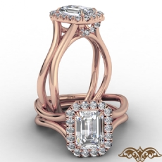 French U Cut Pave Crown halo diamond Ring 14k Rose Gold