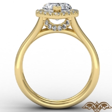 French U Cut Pave Crown halo diamond Ring 18k Gold Yellow