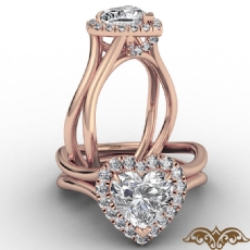 French U Cut Pave Crown halo diamond Ring 18k Rose Gold