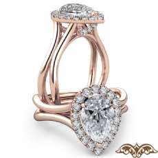 French U Cut Pave Crown halo diamond Ring 18k Rose Gold