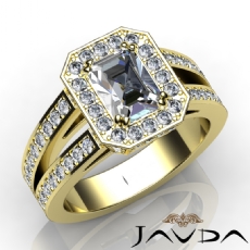 Double Prong Halo Sidestone diamond Ring 18k Gold Yellow