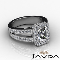 Double Prong Halo Sidestone diamond Ring 18k Gold White