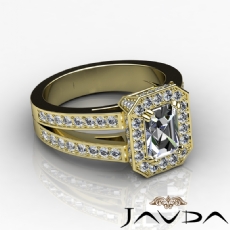 Double Prong Halo Sidestone diamond Ring 18k Gold Yellow