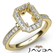 Halo Pave Set Diamond Engagement 18k Yellow Gold Emerald Semi Mount Ring 0.5Ct - javda.com 
