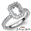 Halo Pave Set Diamond Engagement Platinum 950 Emerald Semi Mount Ring 0.5Ct - javda.com 