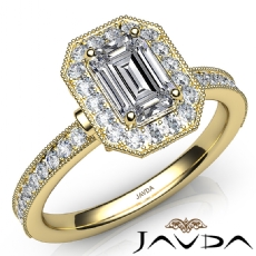Milgrain Set Halo Pave diamond Ring 18k Gold Yellow
