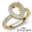 Halo Pave Set Diamond Engagement 18k Yellow Gold Pear Semi Mount Ring 0.5Ct - javda.com 