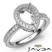 Halo Pave Set Diamond Engagement 18k White Gold Pear Semi Mount Ring 0.5Ct - javda.com 